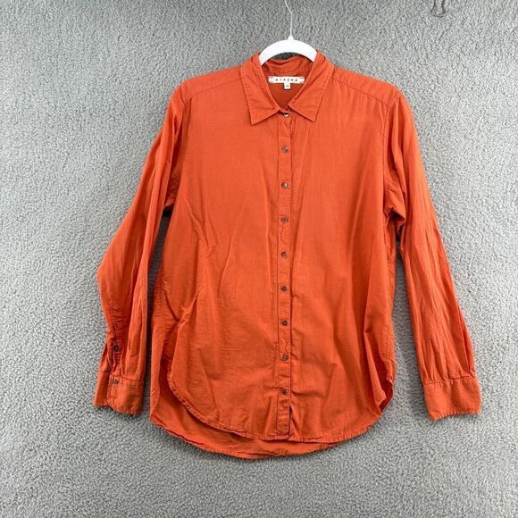 Xirena Beau Shirt Button Front Blouse Cotton Orange size XS Oversized - Picture 1 of 8